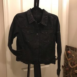 Black Distressed Studded Jean Jacket by BlankNYC